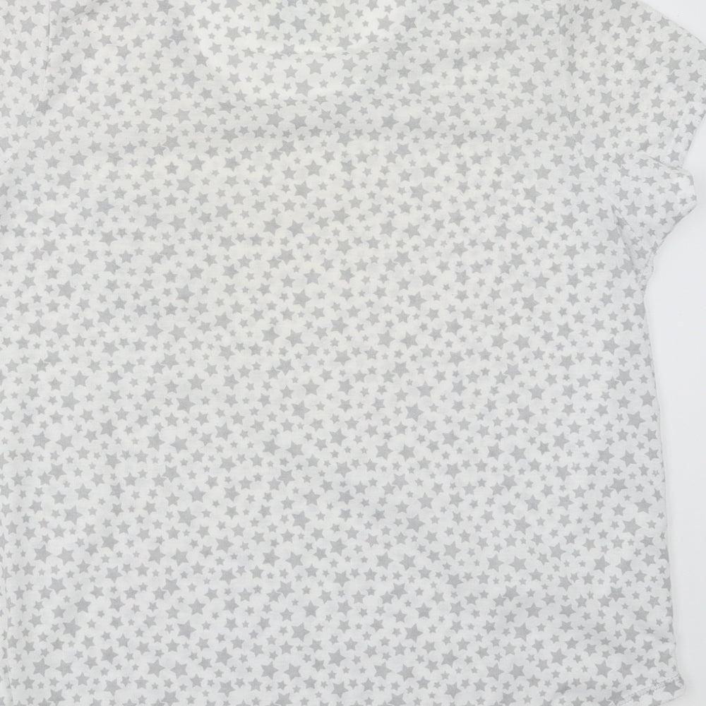 Matalan Womens White Geometric Top Pyjama Top Size M - Star pattern