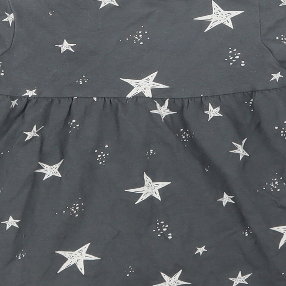 F&F Girls Grey Geometric T-Shirt Dress Size 6-9 Months - Stars