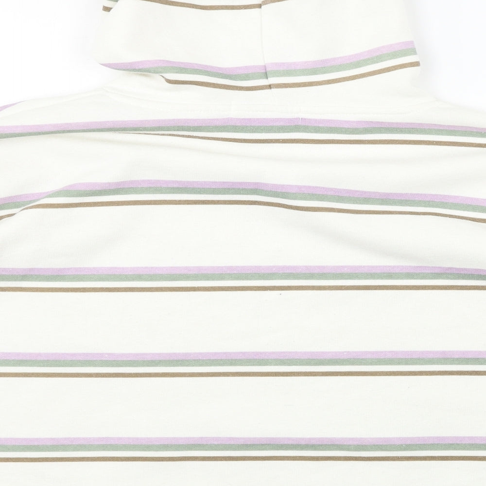 Priamark Womens White Striped Pullover Hoodie Size M
