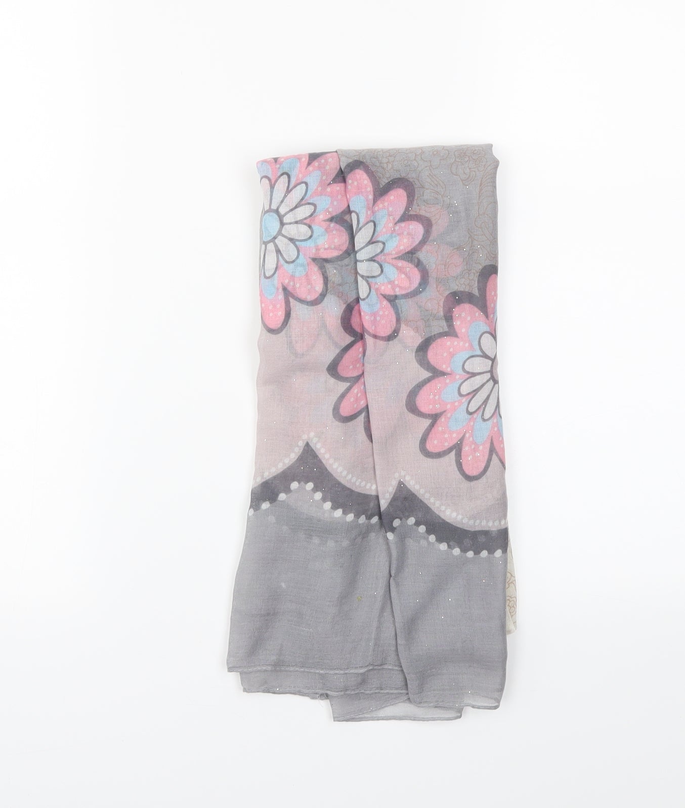 Preworn Womens Grey Floral Shawl/Wrap