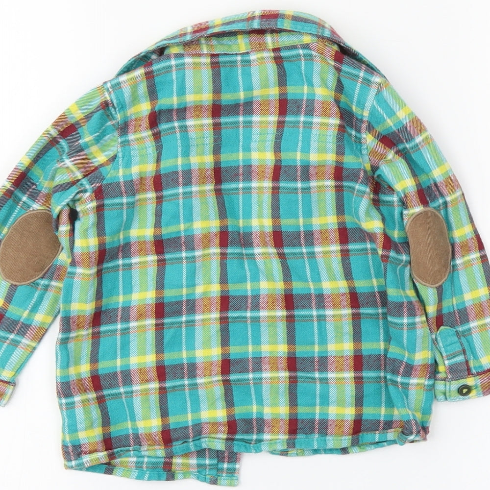 George Boys Green Plaid Basic Button-Up Size 12-18 Months