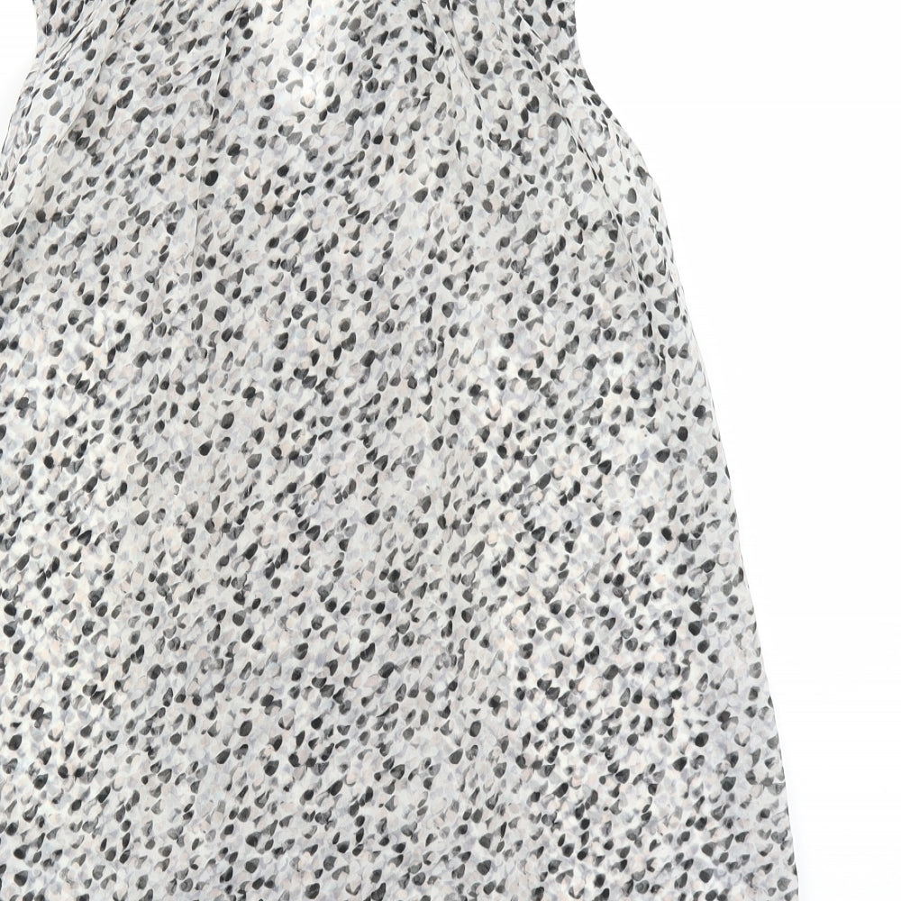 H&M Womens Grey Polka Dot Basic Button-Up Size 8