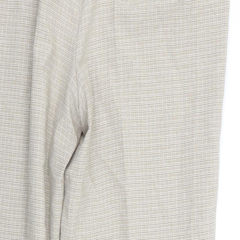 M&S Womens Beige Check Trousers Size 14 L25 in