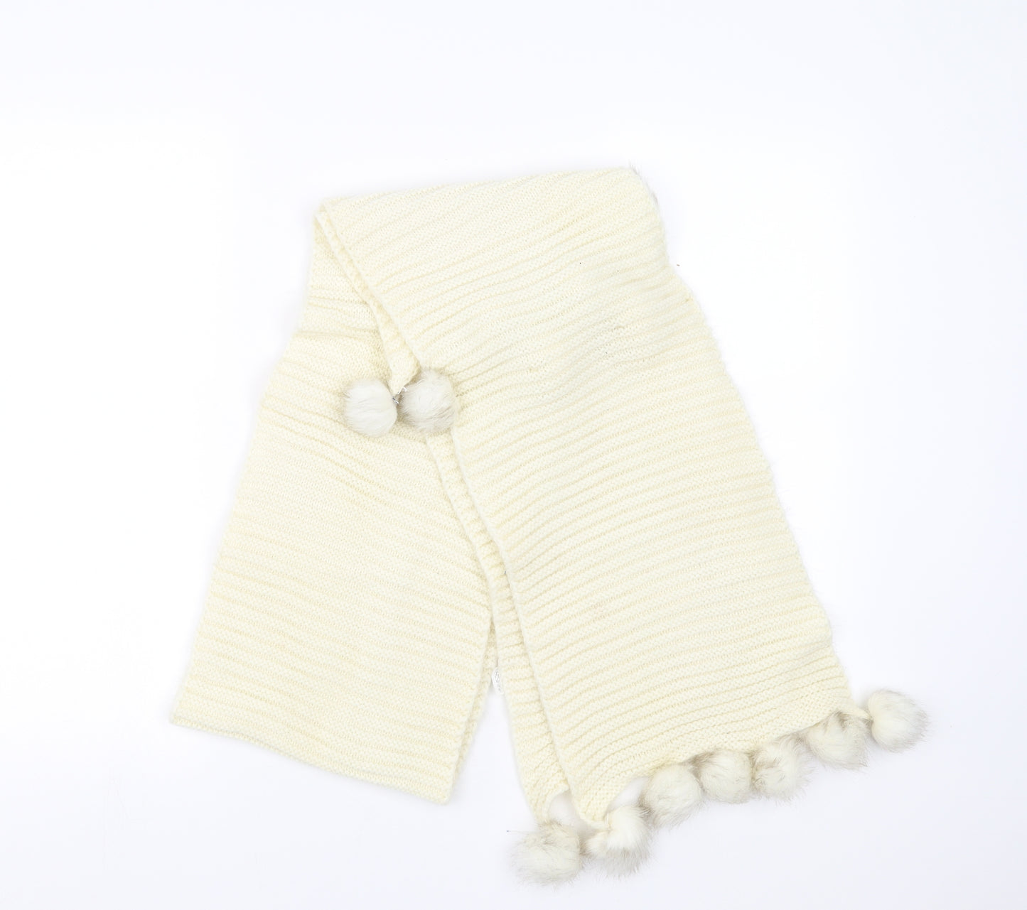 River Island Womens Ivory Scarf - pom poms