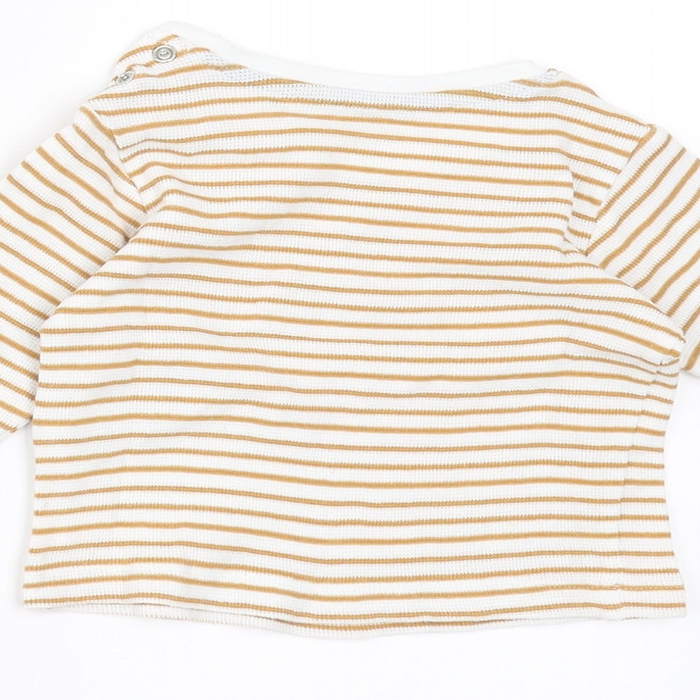 Marks and Spencer Baby Beige Striped Basic T-Shirt Size 3-6 Months