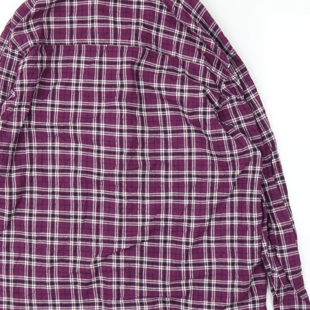 BHS Womens Purple Plaid Basic Button-Up Size 12
