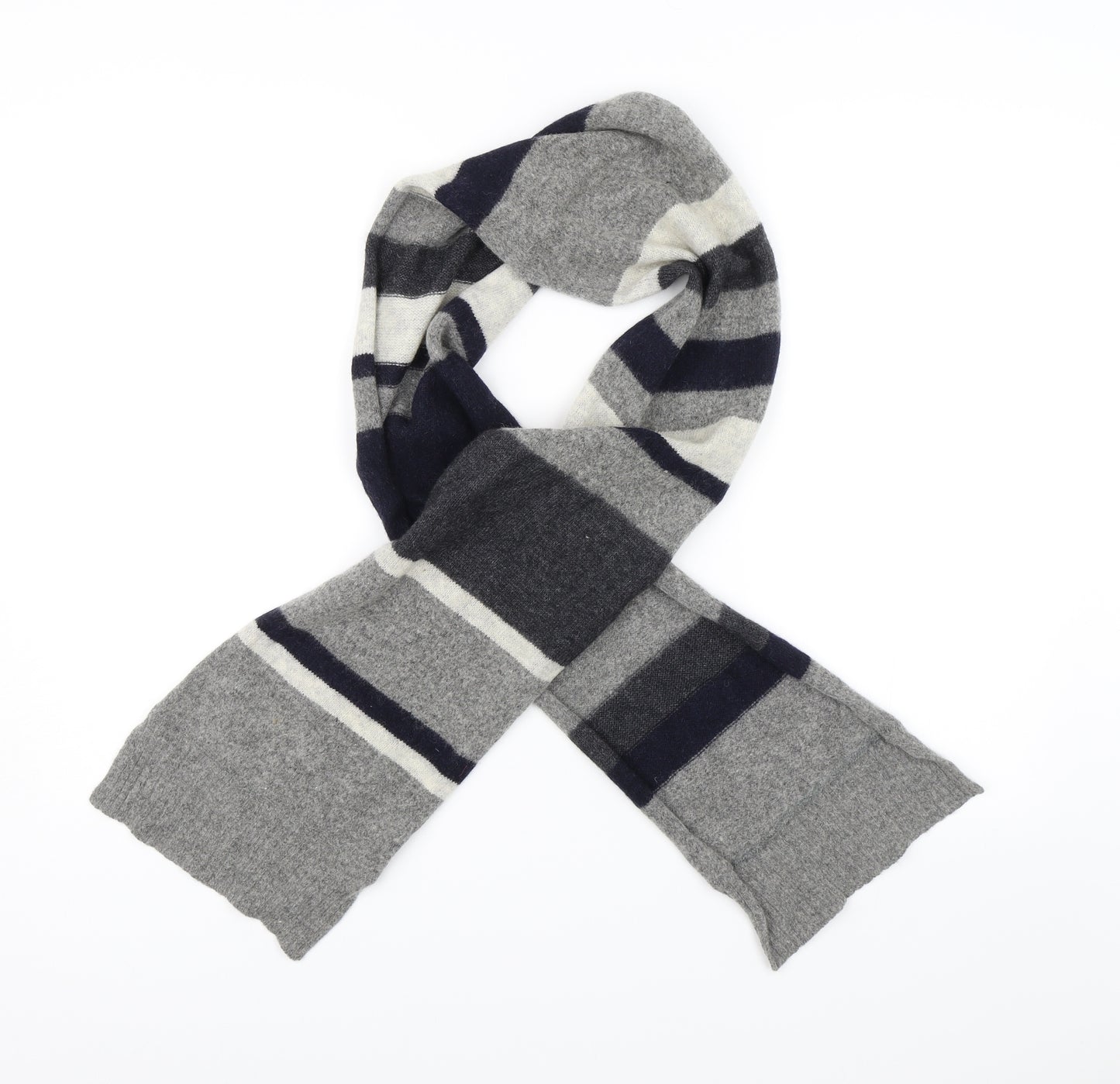Preowrn Unisex Grey Striped Scarf