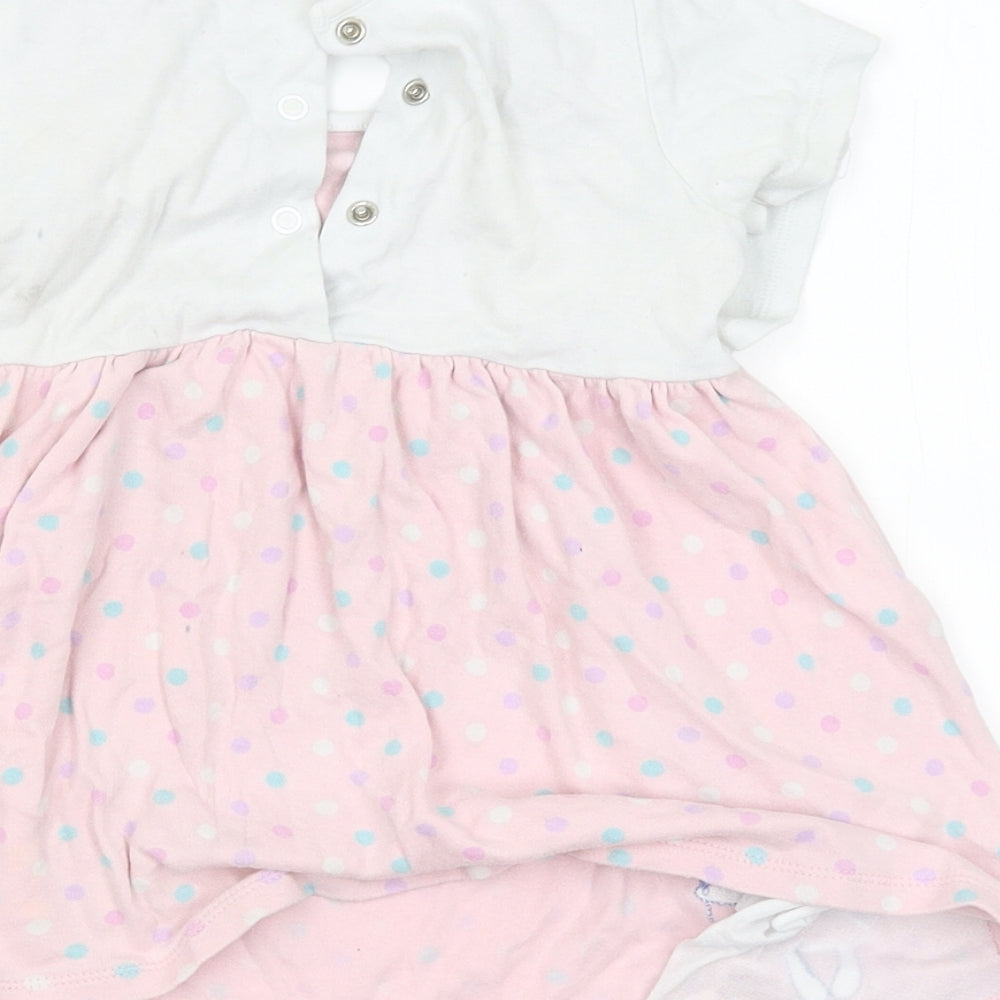 M&Co Girls Pink Spotted T-Shirt Dress Size 12-18 Months