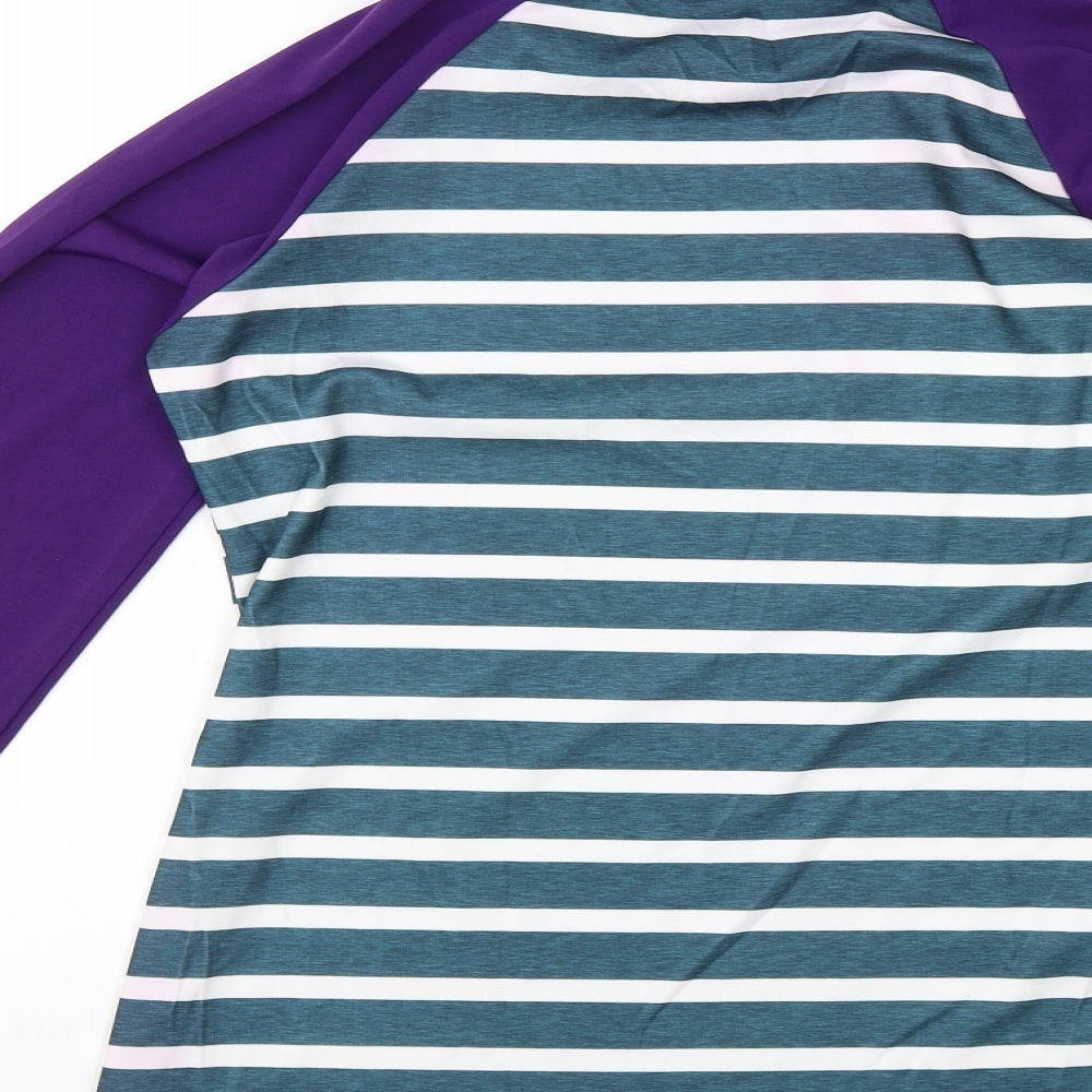 Preworn Womens Purple Striped Basic T-Shirt Size M - Swim