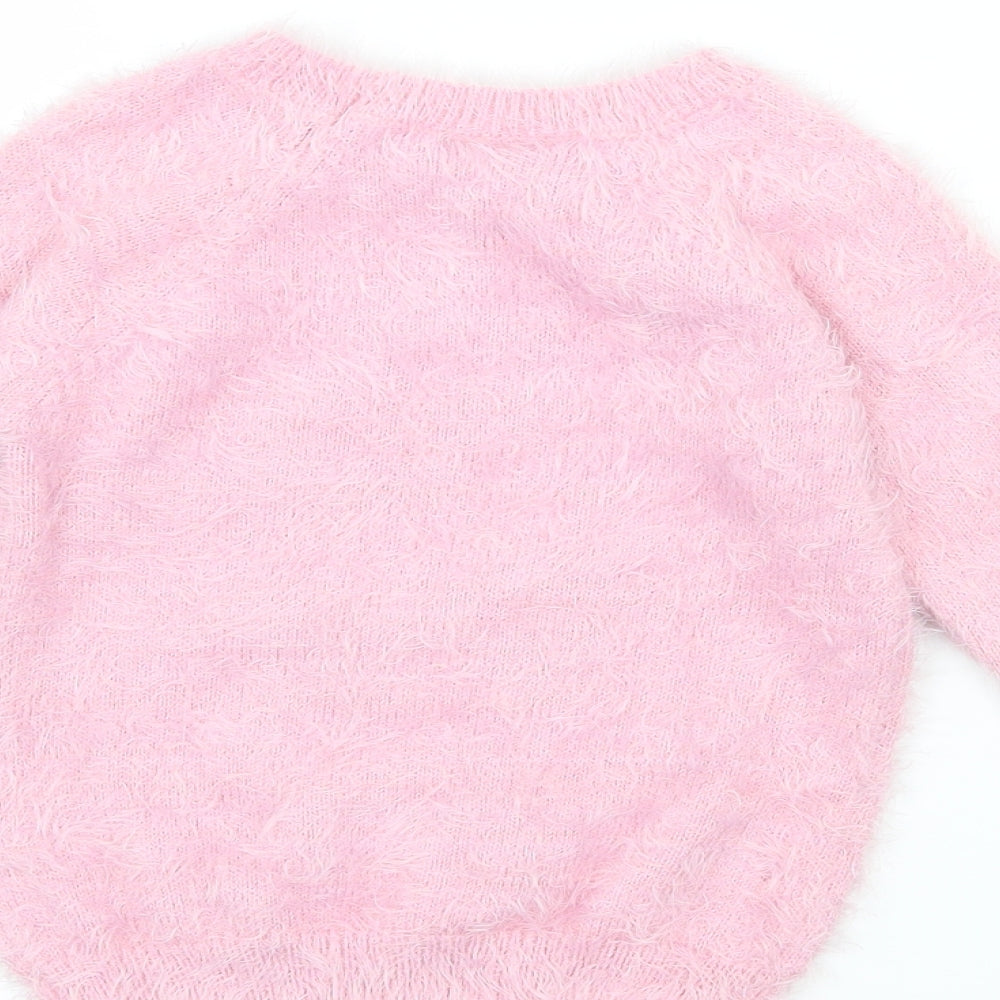 Ilovegirlswear Girls Pink Knit Pullover Jumper Size 5 Years - Unicorn