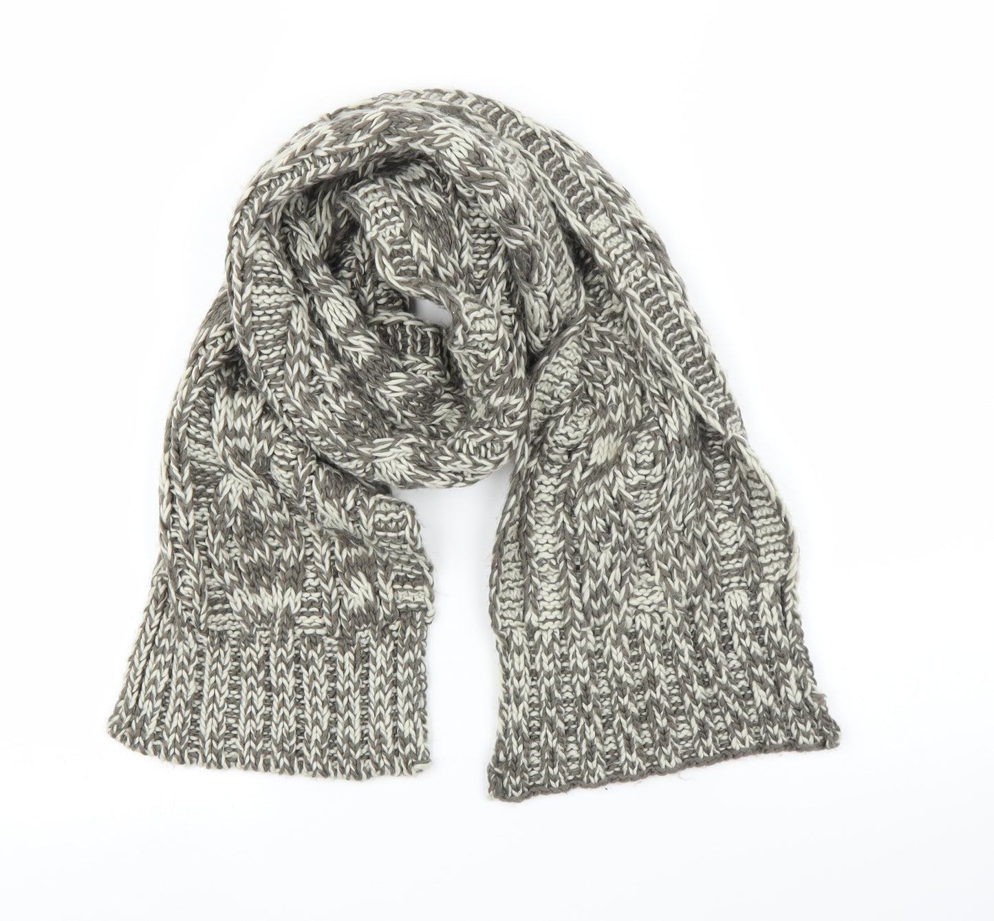 Preworn Unisex Grey Scarf - Cable knit
