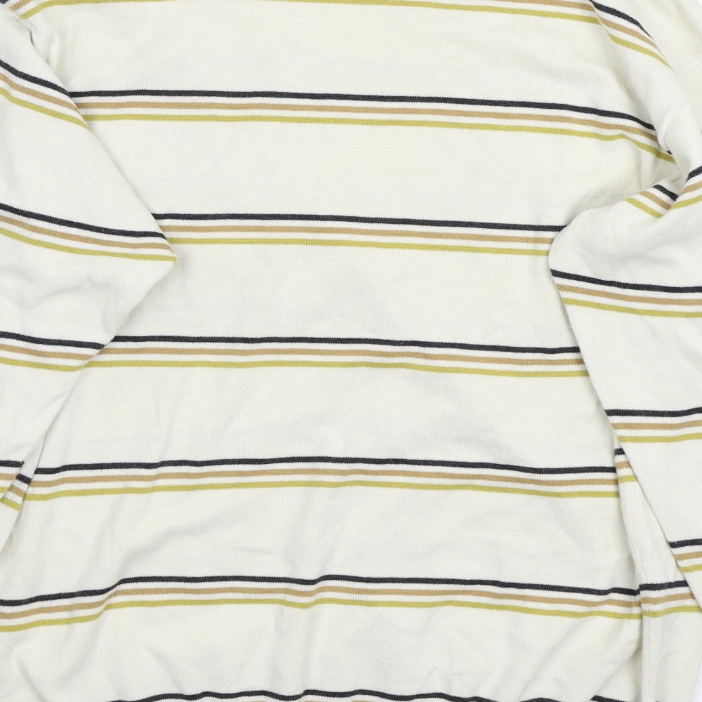 Fred Perry Mens White Striped Pullover Jumper Size L