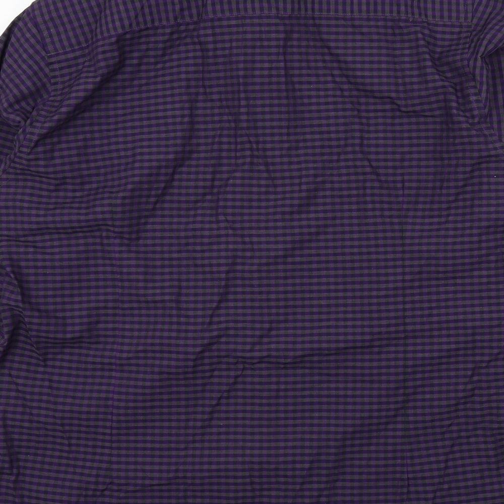 Ceader wood state Mens Purple Check Button-Up Size 17