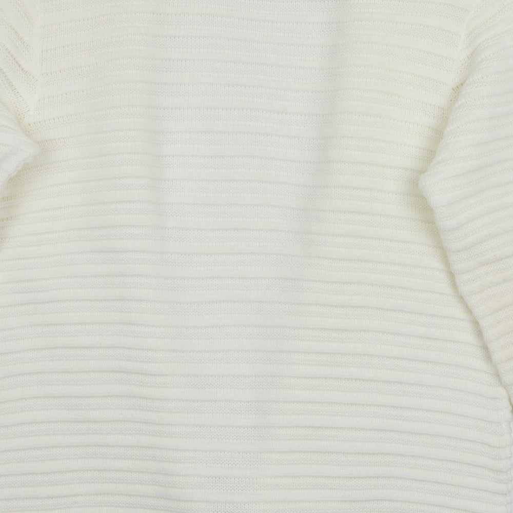 BASSINI Womens White Cardigan Jumper Size L