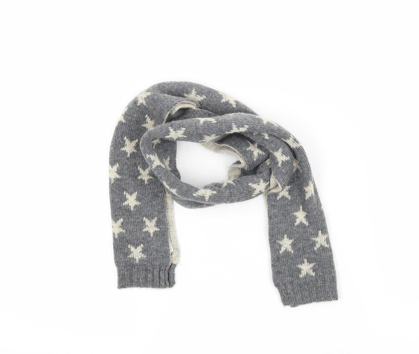 M&S Girls Grey Geometric Knit Scarf Scarves & Wraps One Size