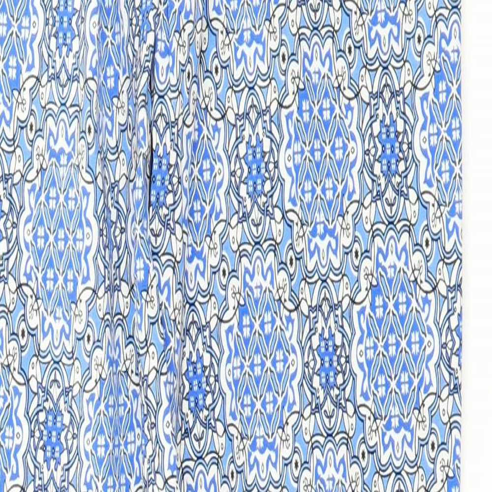 Select Womens Blue Geometric Trousers Size 8 L30 in