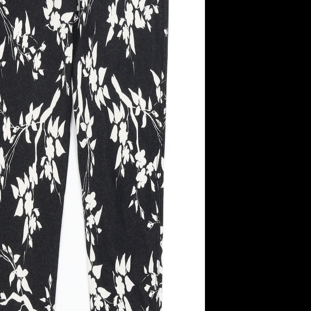 Select Womens Black Floral Jegging Trousers Size 8 L24 in