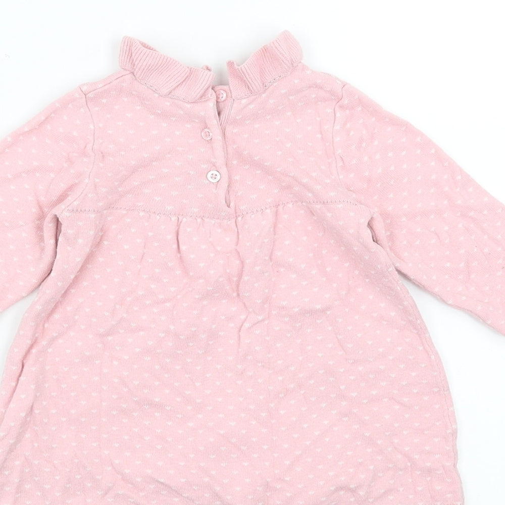 Nutmeg Girls Pink Jumper Dress Size 6-9 Months - heart pattern