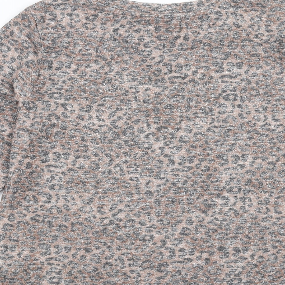 Marks and Spencer Womens Brown Animal Print Pullover Jumper Size 12