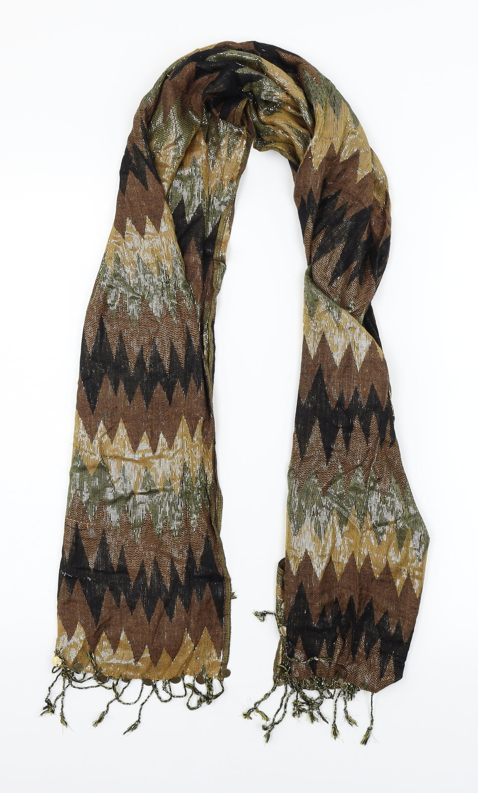 Preworn Womens Brown Argyle/Diamond Scarf