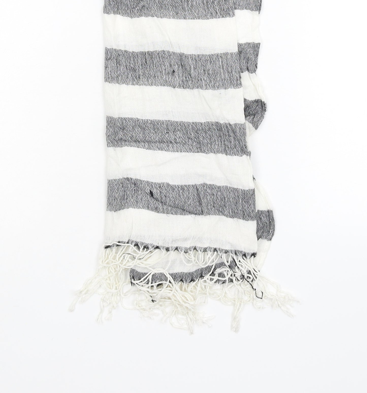 Preworn Womens Silver Striped Scarf