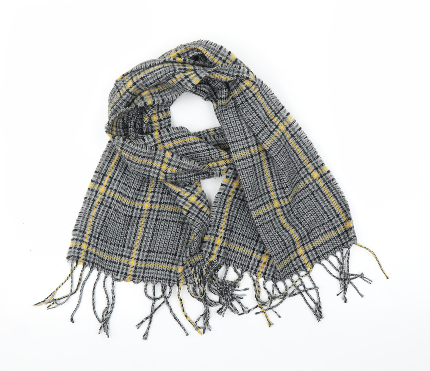 Preworn Unisex Grey Plaid Scarf