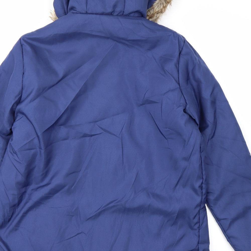Anne De Lancay Womens Blue Parka Coat Size S