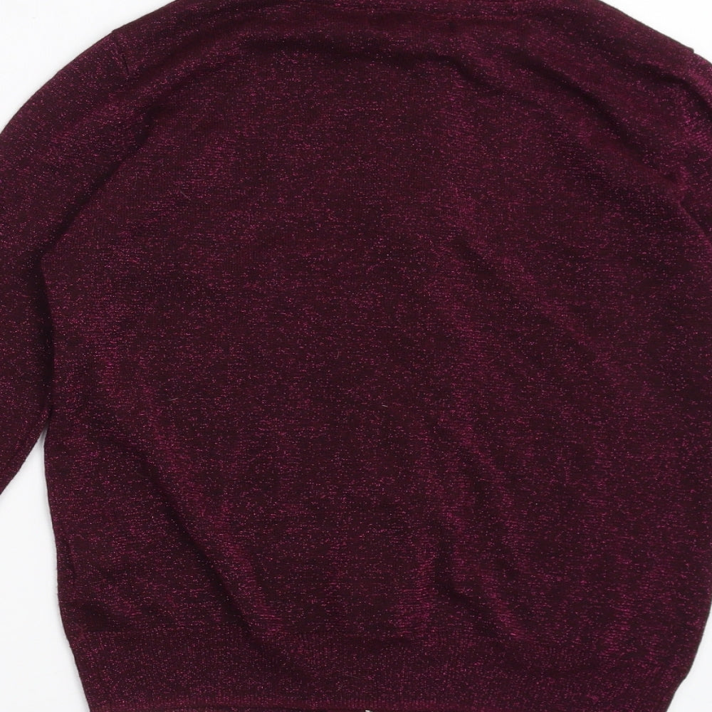 Primark Womens Purple Full Zip Jumper Size 10 - glittery