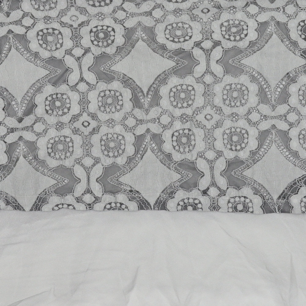 Preworn Womens Grey Floral Basic Blouse One Size