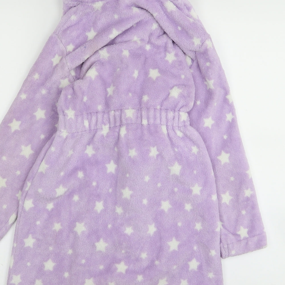Asda George Girls Purple Solid Top Robe Size 8-9 Years - star detail