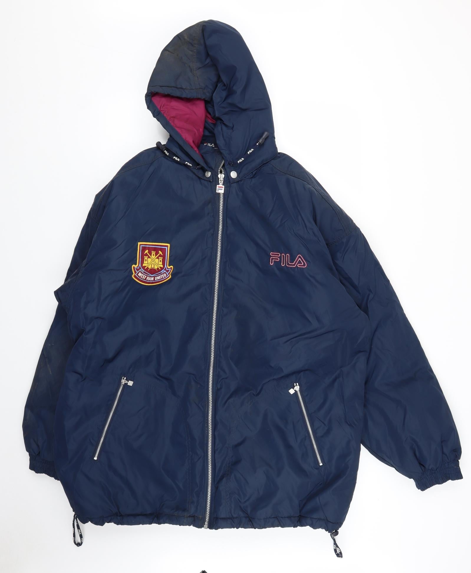 FILA Mens Blue Rain Coat Jacket Size L West Ham United – Preworn