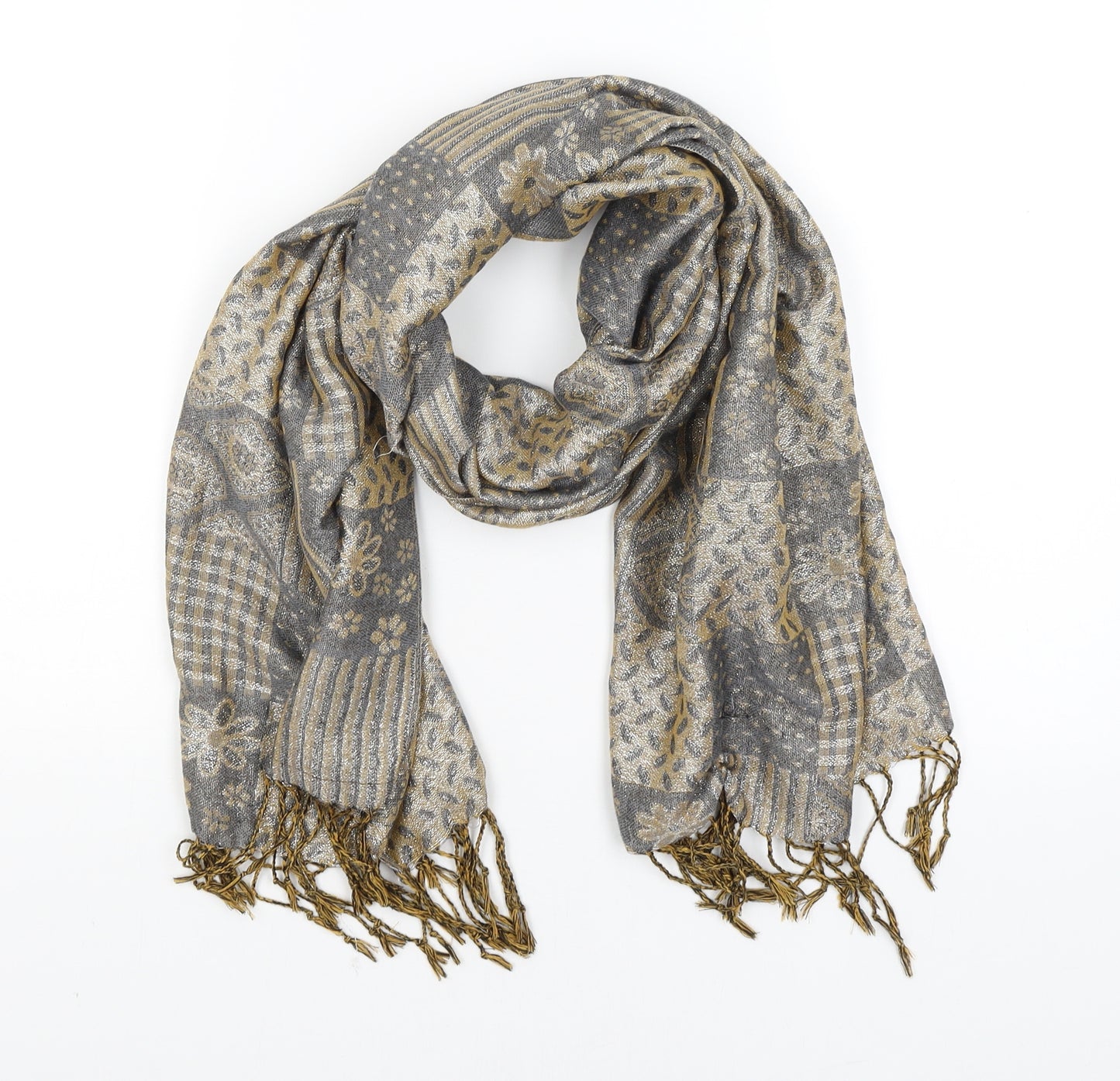 Preworn Womens Gold Floral Scarf