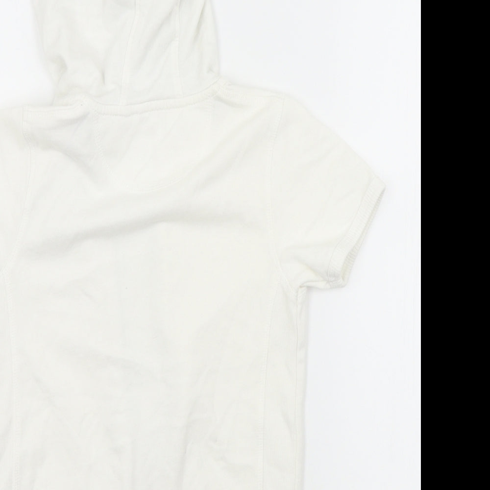 indego Girls White Cardigan Hoodie Size 7-8 Years - MOTIVE ON FRONT