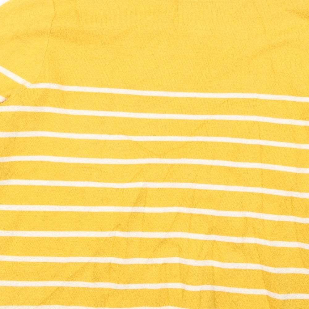 Adrienne Vittadini Womens Yellow Striped Pullover Jumper Size M