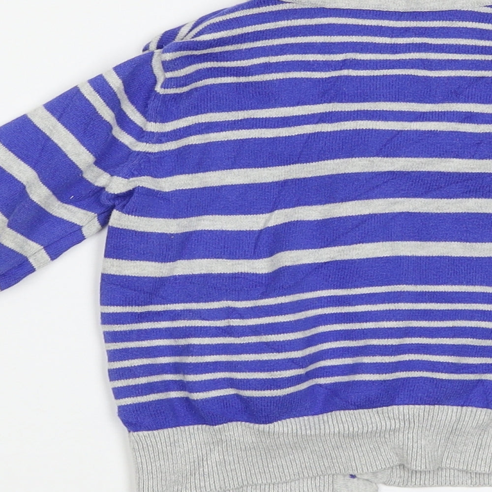 M&S Baby Blue Striped Cape Jumper Size 12-18 Months