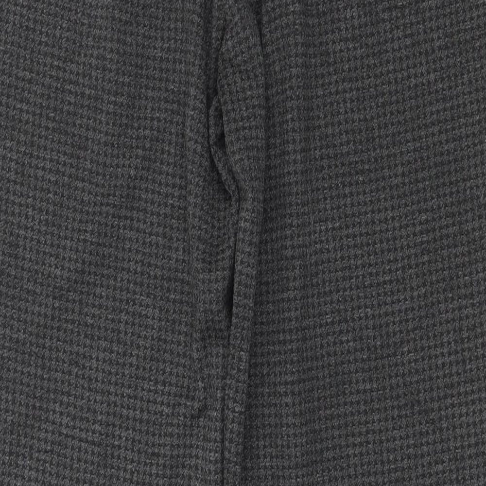 Marks and Spencer Womens Grey Houndstooth Trousers Size 14 L25 in