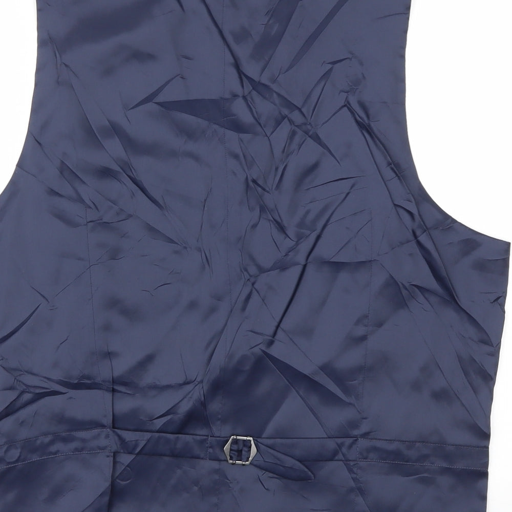 M&S Mens Blue Jacket Suit Waistcoat Size M