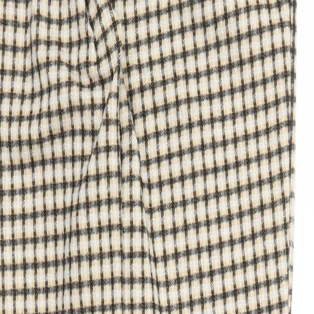 Mango Womens Brown Plaid Carrot Trousers Size M L25 in