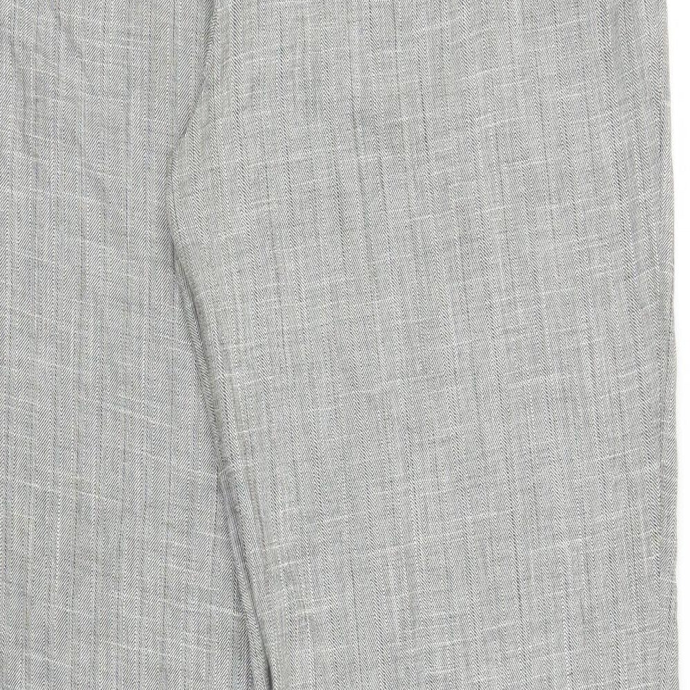 Evie Womens Grey Herringbone Trousers Size 18 L31 in
