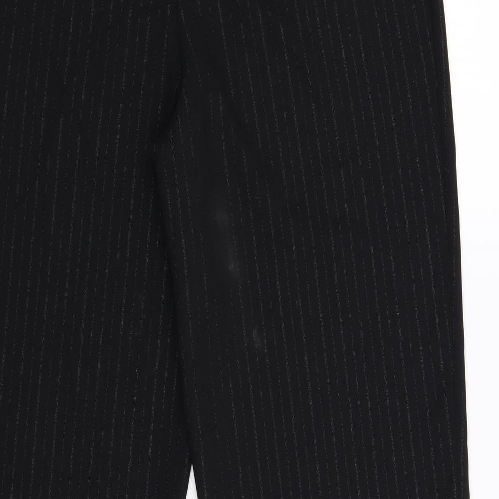 Preworn Womens Black Striped Trousers Size 12 L29 in