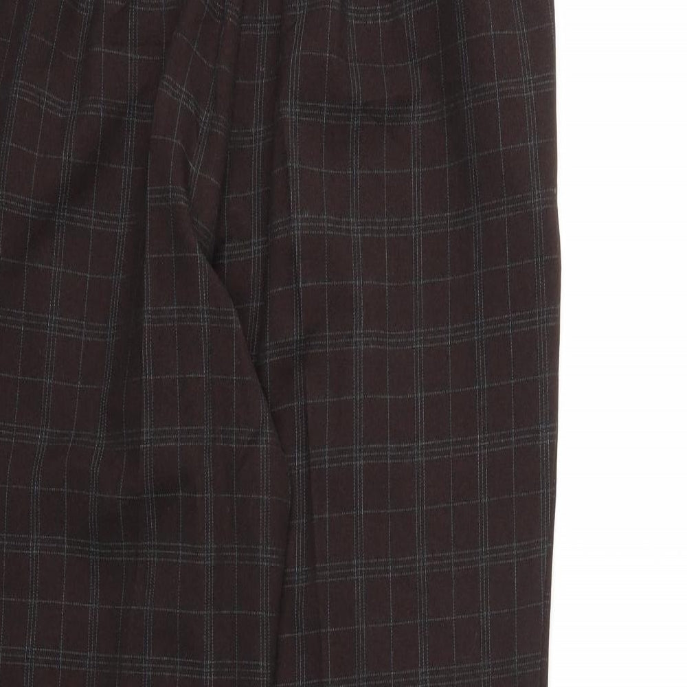 M&S Womens Brown Check Trousers Size 10 L26 in - Stretch waistband