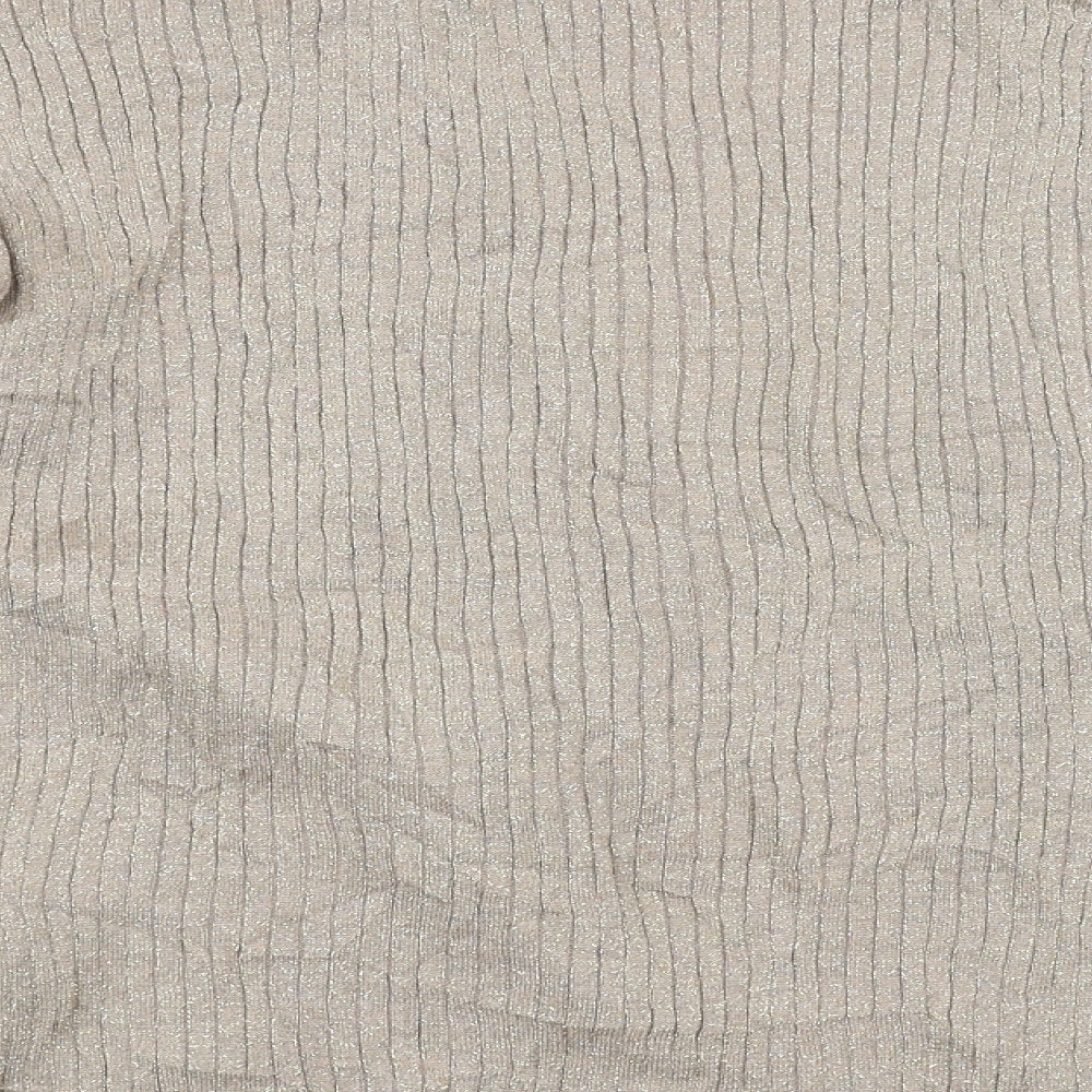 Primark Womens Beige Striped Cardigan Jumper Size 16 - glittery
