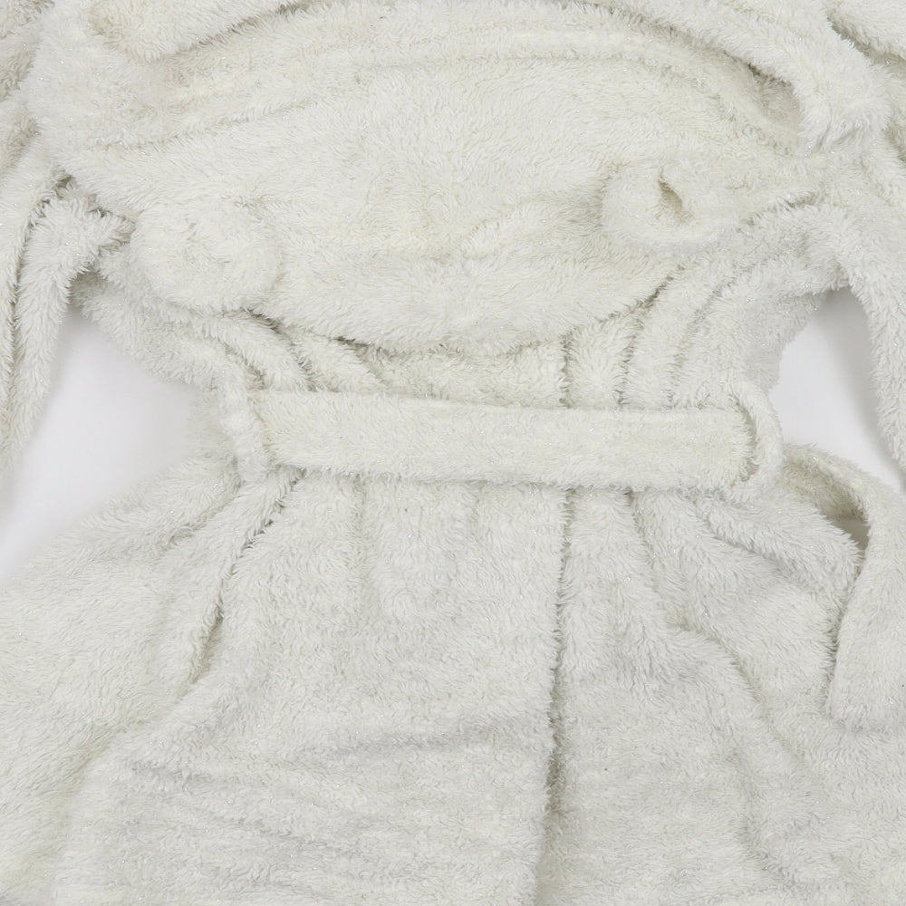 Debenhams Womens White Solid Top Robe Size 8 - Ears on hood