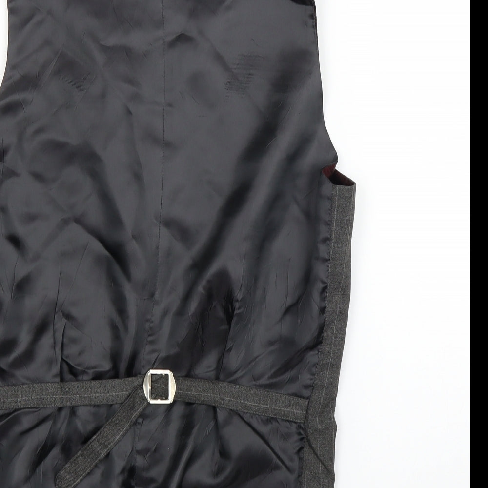 Zara Mens Grey Striped Jacket Suit Waistcoat Size M