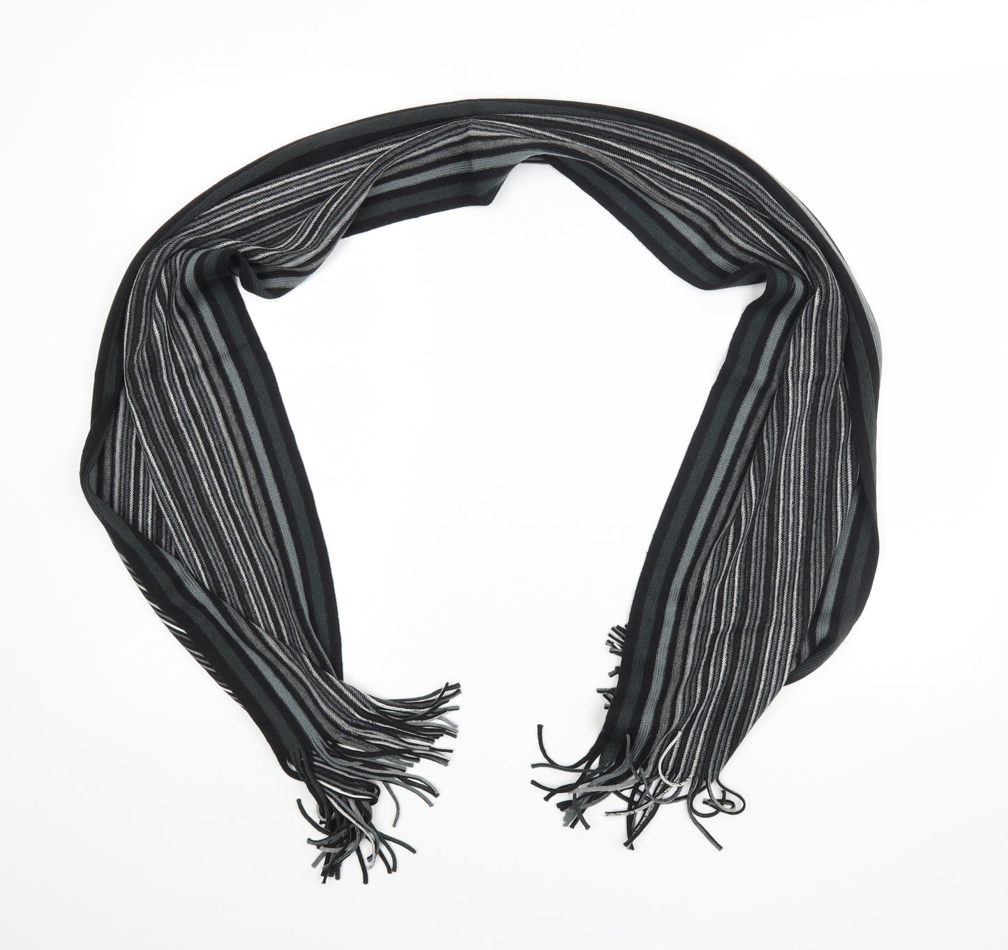 Preworn Unisex Black Striped Scarf