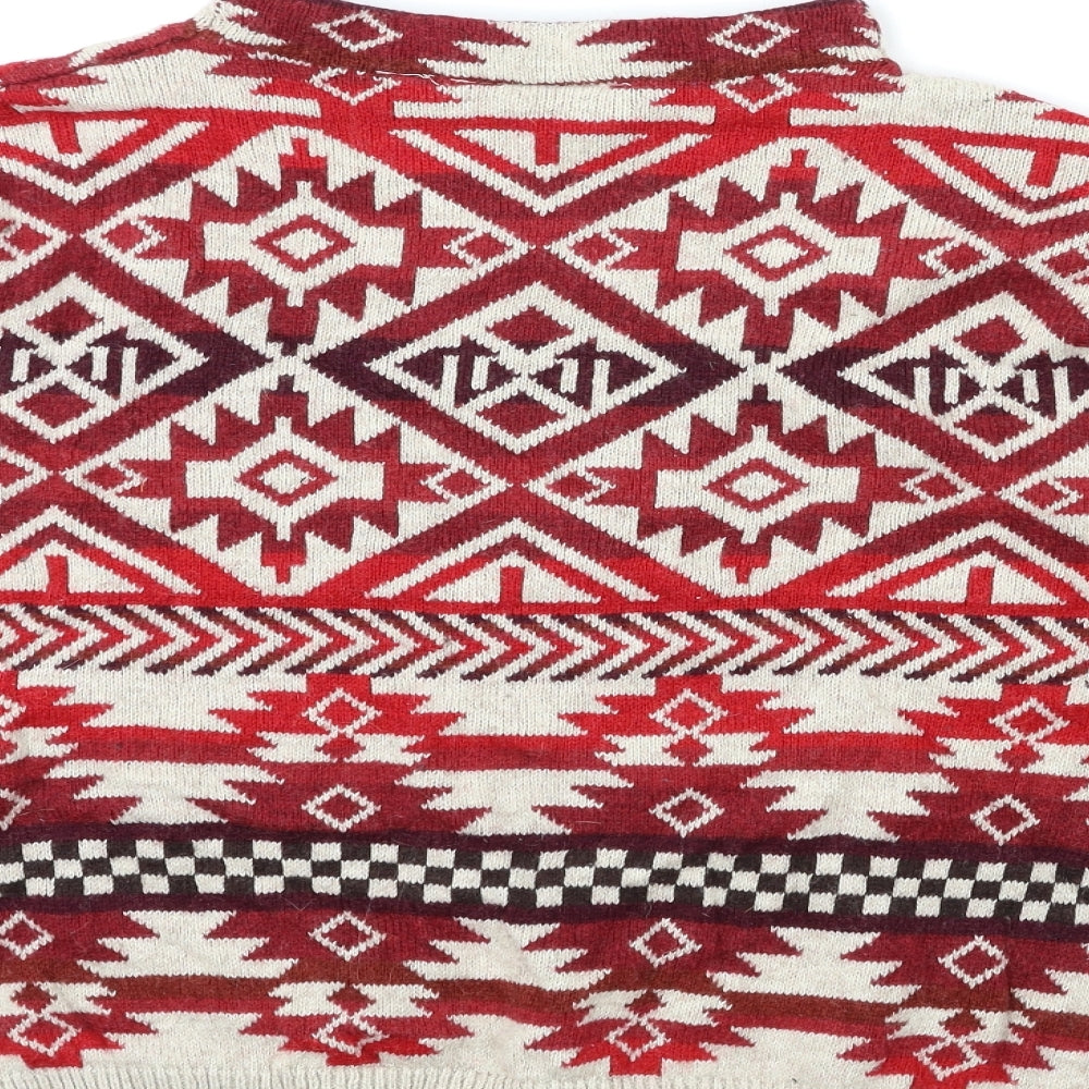 h&m Womens Red Herringbone Pullover Jumper Size M