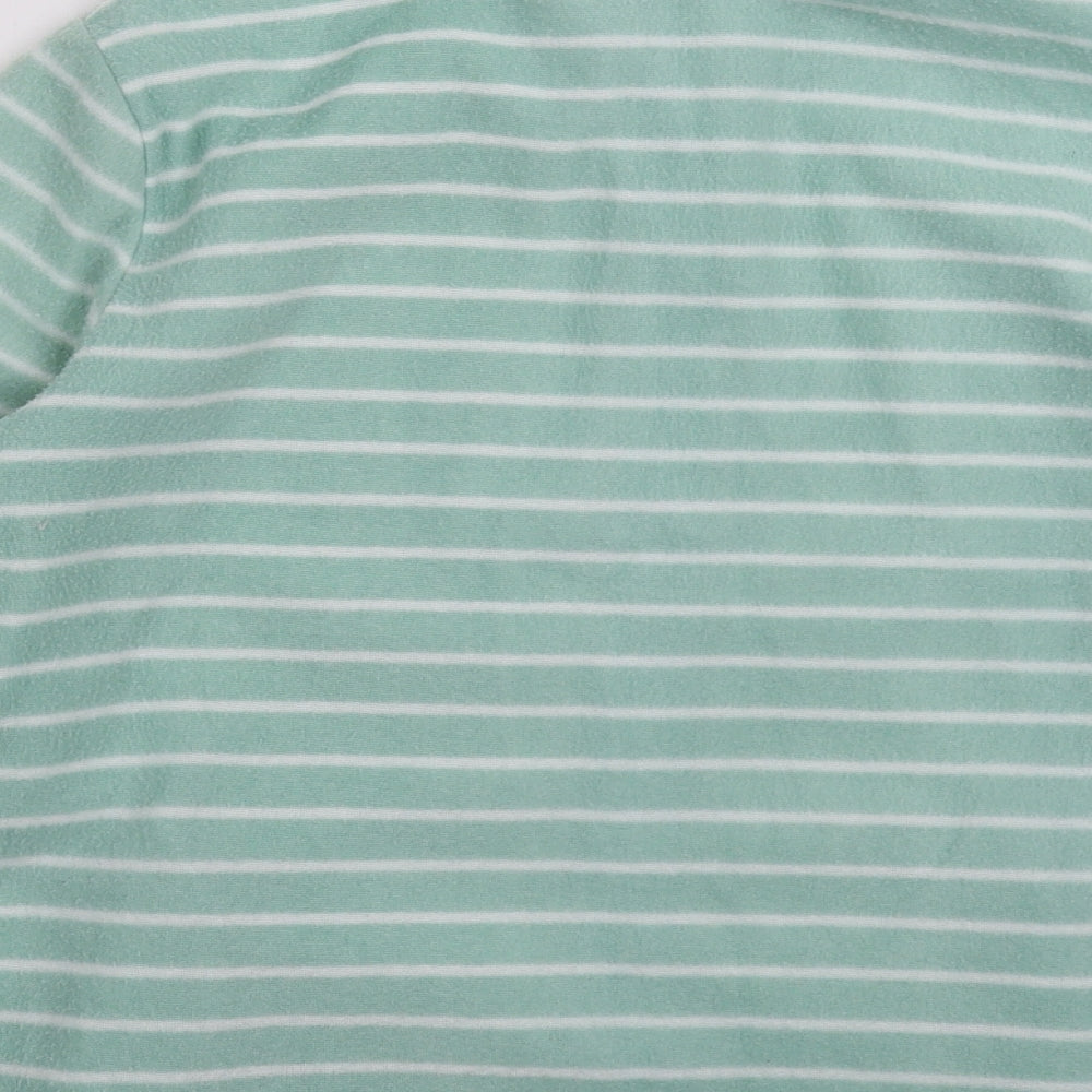 Preworn Womens Green Striped Fleece Jacket Size L