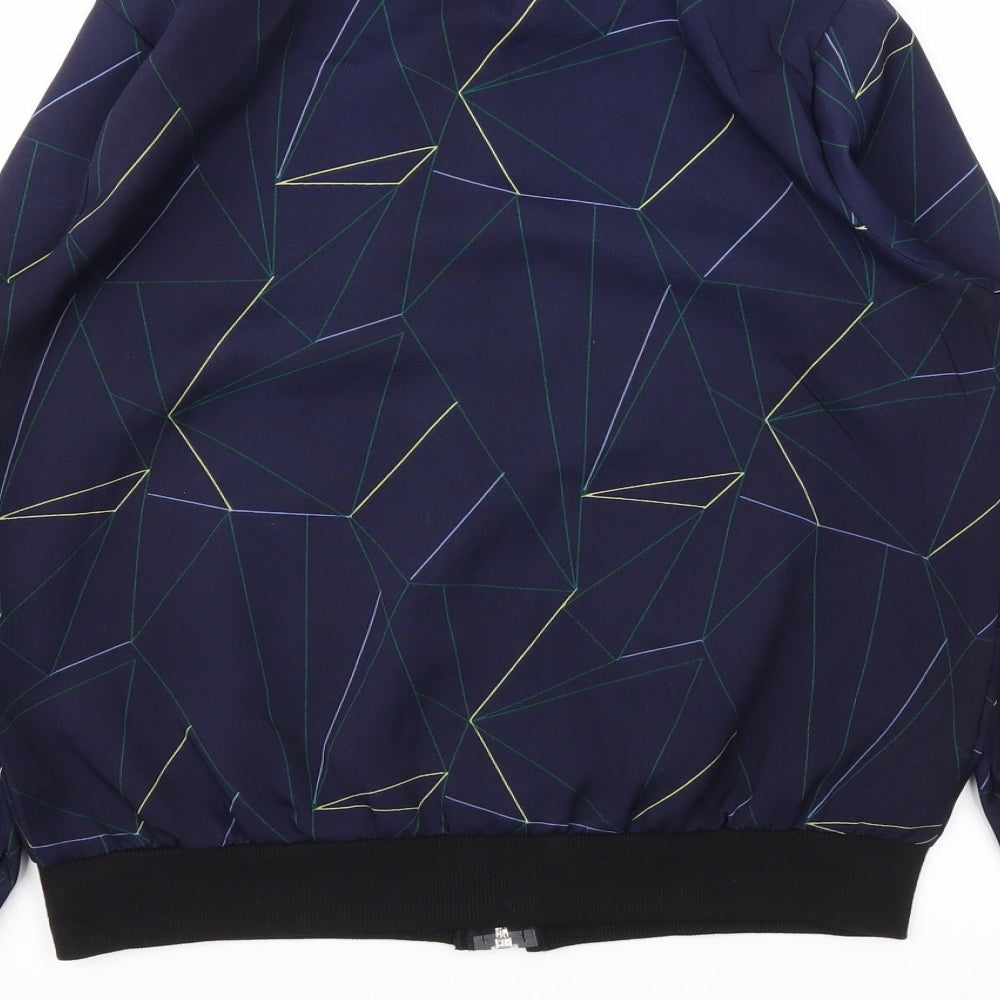 JCL Womens Blue Argyle/Diamond Jacket Size M
