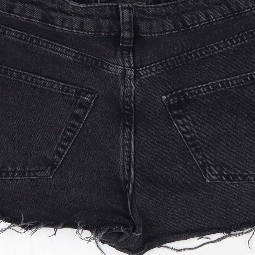 Topshop Womens Black Damask Cut-Off Shorts Size 8