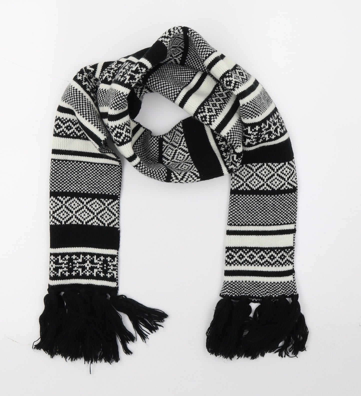 Preworn Womens Black Fair Isle Scarf